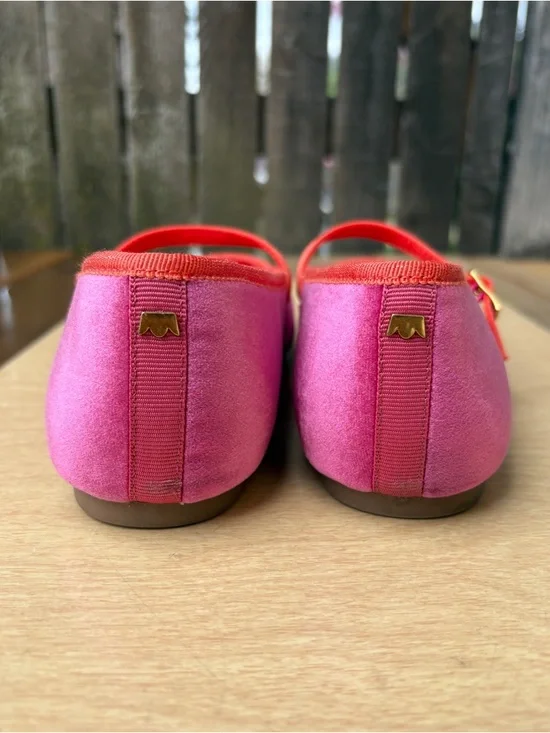 Birdies Hummingbird Velvet Mary Jane Flats In Hot Pink & Orange Sz 8.5 - Picture 6 of 12